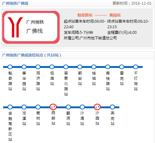 地铁广佛线最新线路图 广佛线二期开通时间 月